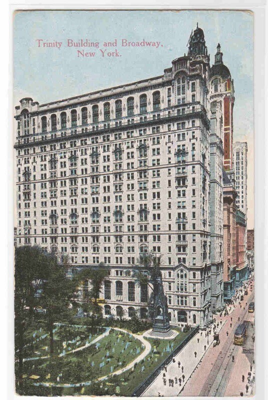 Trinity Building Broadway New York City 1910c postcard