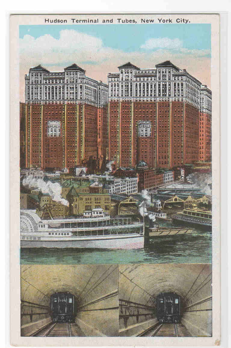 Hudson Terminal Subway Train New York City 1920s postcard