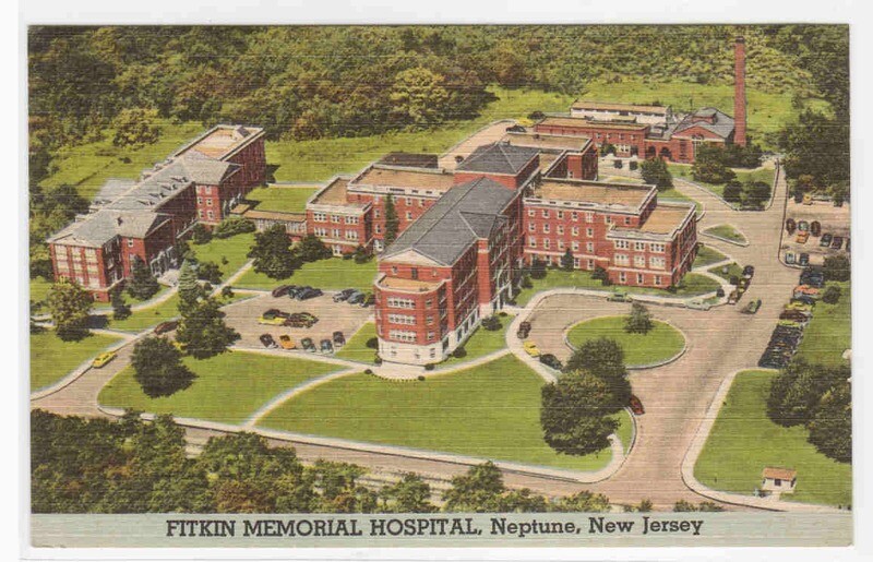 Fitkin Memorial Hospital Neptune New Jersey linen postcard