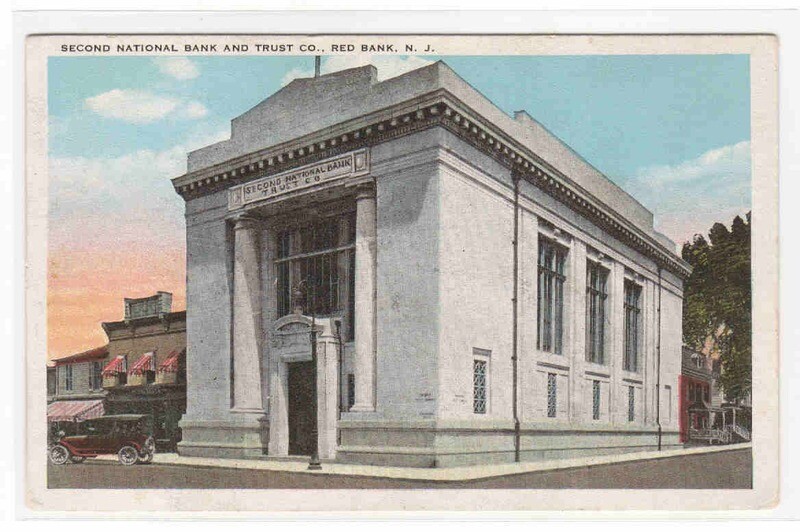 Second National Bank Red Bank New Jersey 1920c postcard