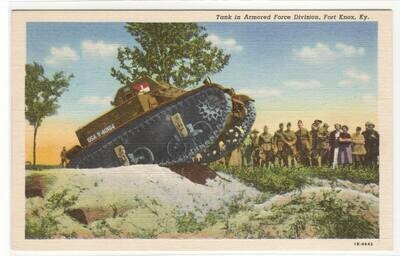 Tank US Army Armored Force Division Fort Knox Kentucky WWII era postcard