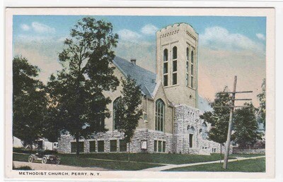 Methodist Church Perry New York 1920c postcard