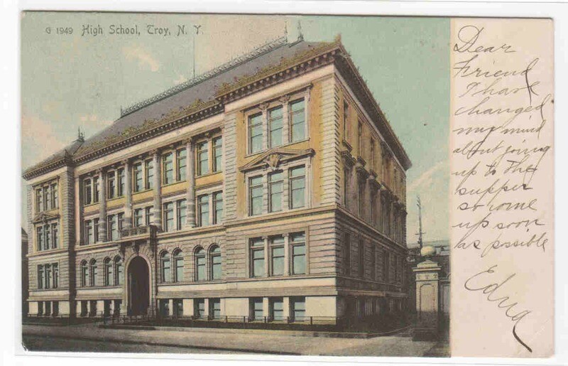 High School Troy New York 1905c postcard