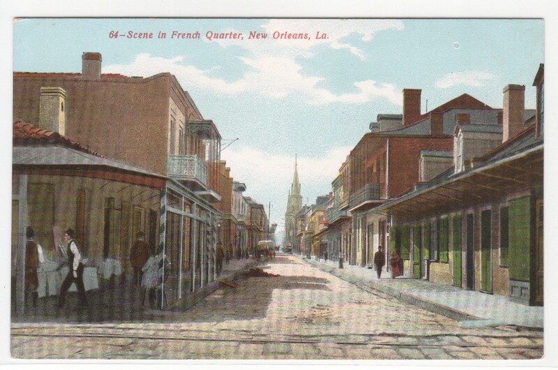 Street Scene French Quarter New Orleans Louisiana 1910c postcard