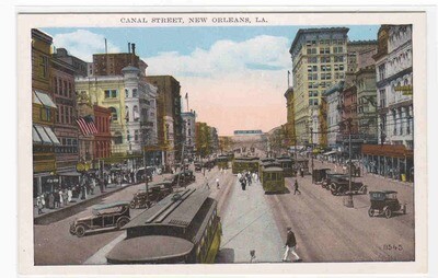 Canal Street Streetcars New Orleans Louisiana 1920c postcard