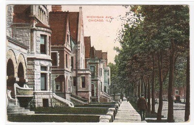 Michigan Avenue Homes Chicago Illinois 1908 postcard
