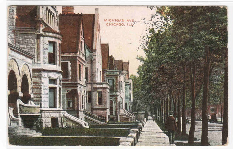 Michigan Avenue Homes Chicago Illinois 1908 postcard