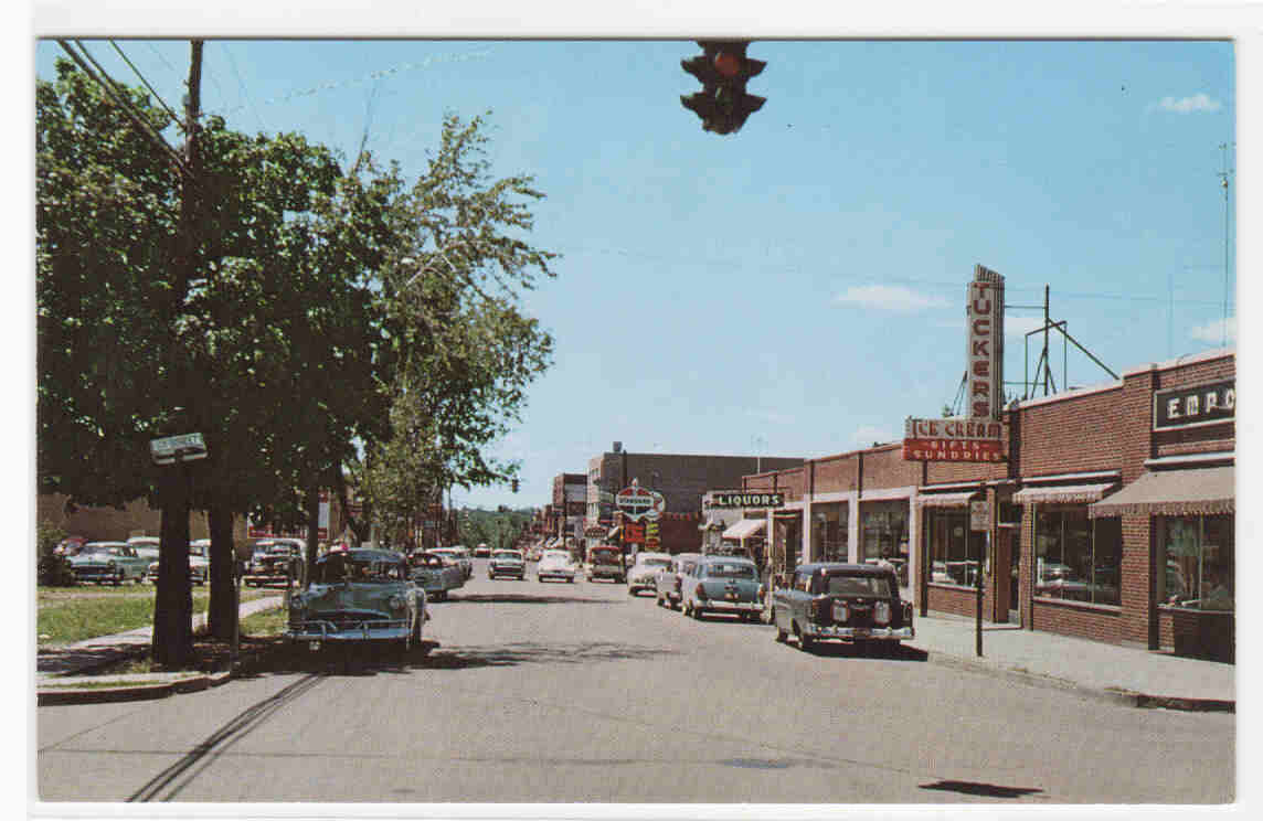 Pine Street Cars Rolla Missouri 1950s postcard