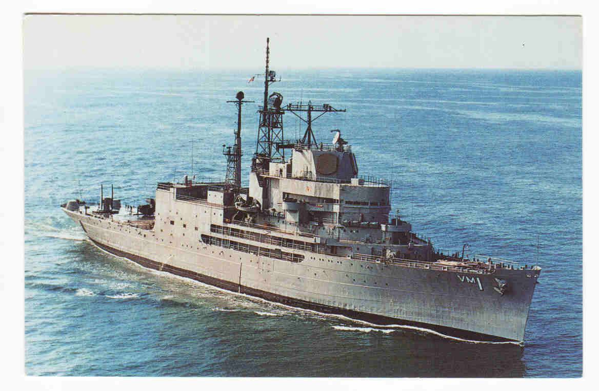 USS Norton Sound AVM-1 Guided Missile US Navy Ship Warship postcard
