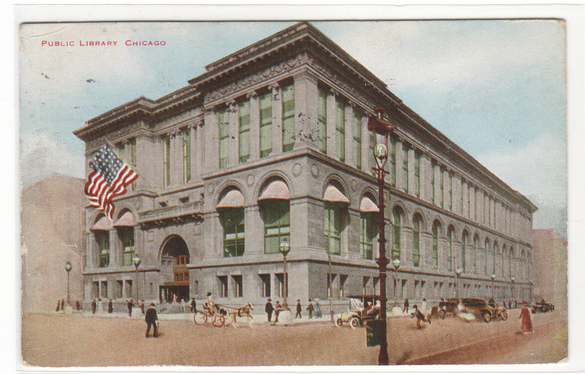 Public Library Chicago Illinois 1912 V O Hammon postcard