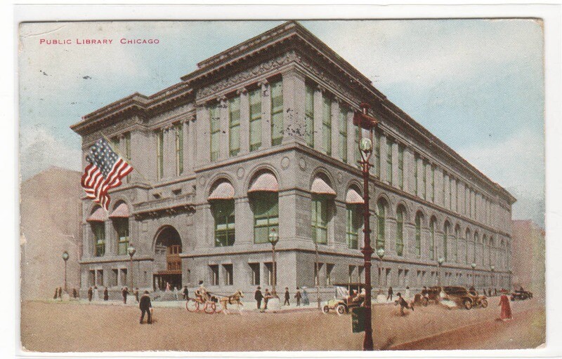 Public Library Chicago Illinois 1912 V O Hammon postcard