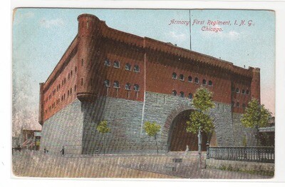 Armory First Regiment Illinois National Guard Chicago IL 1910c postcard