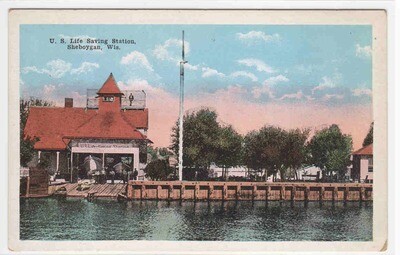 US Life Saving Station Sheboygan Wisconsin 1920c postcard
