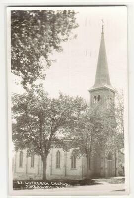Evangelical Lutheran Church Juneau Wisconsin 1953 RPPC real photo postcard