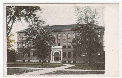 Ingram Hall Ripon College Ripon Wisconsin 1905c postcard