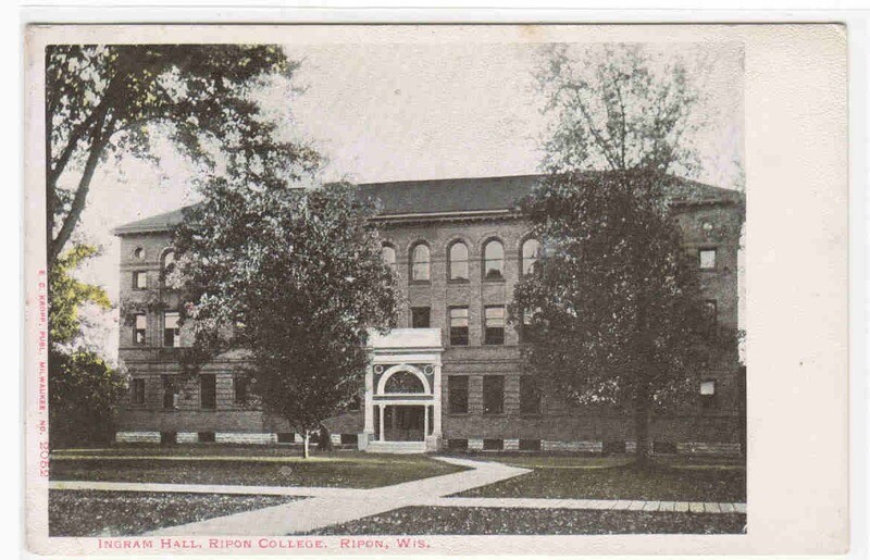 Ingram Hall Ripon College Ripon Wisconsin 1905c postcard