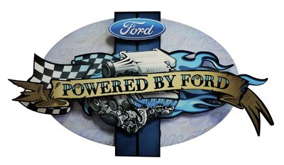 Powered By Ford Roadside America 3D Layered Metal Wall Art Made in USA