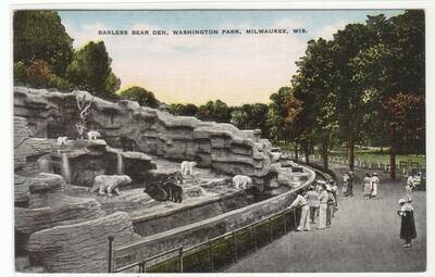 Polar Bear Black Bear Den Washington Park Zoo Milwaukee postcard