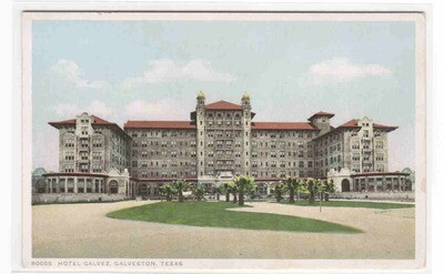 Hotel Galvez Galveston Texas 1920c Fred Harvey Phostint postcard