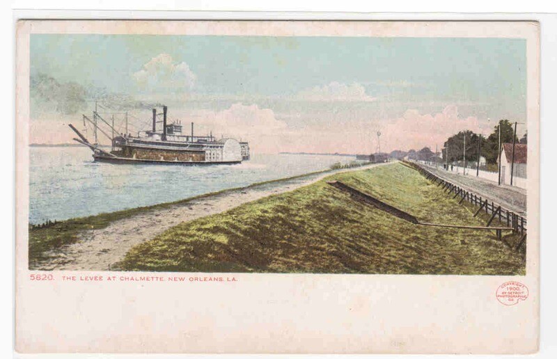 Steamer Levee at Chalmette New Orleans Louisiana 1905c postcard