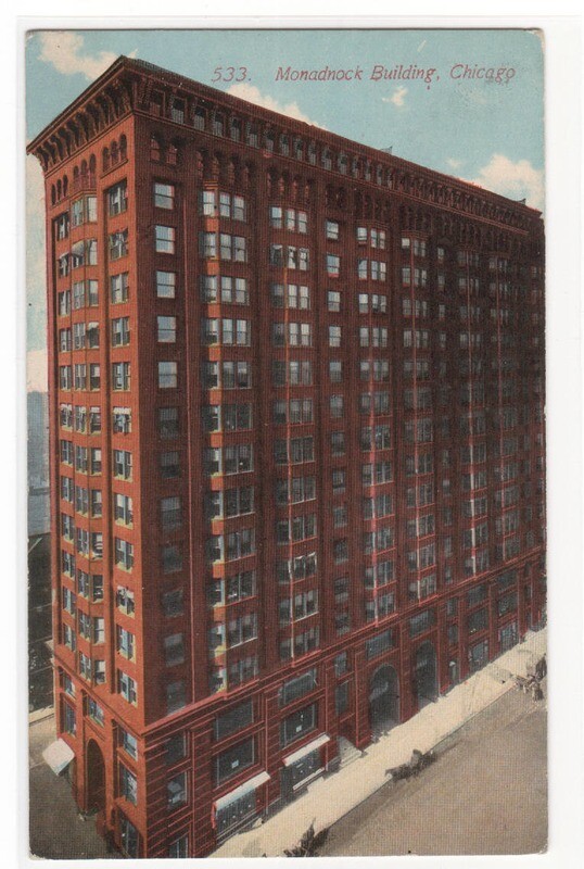 Monadnock Building Chicago Illinois 1910c postcard