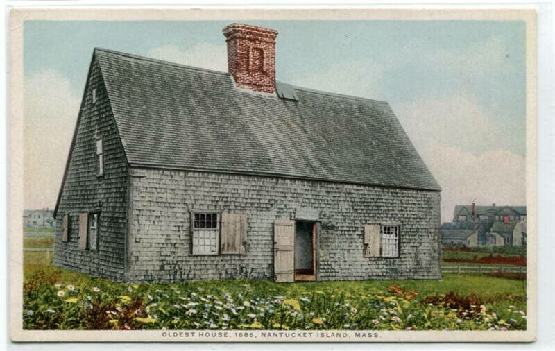 Oldest House Nantucket Island Massachusetts 1910c Phostint postcard