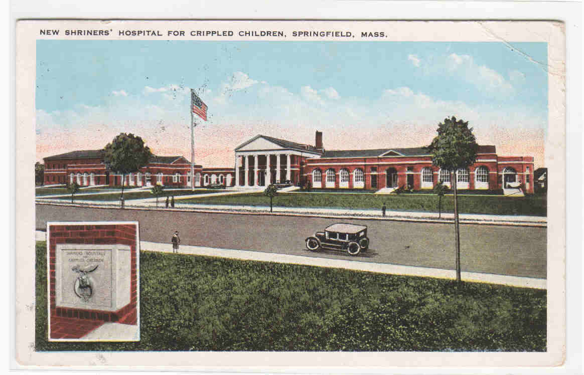 Shriners Hospital Crippled Children Springfield Massachusetts 1927 postcard