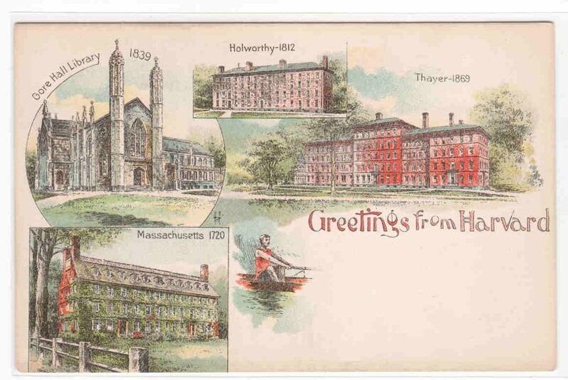 Greetings from Harvard University Cambridge Massachusetts 1905c postcard