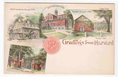 Greetings from Harvard University Cambridge Massachusetts #2 1905c postcard