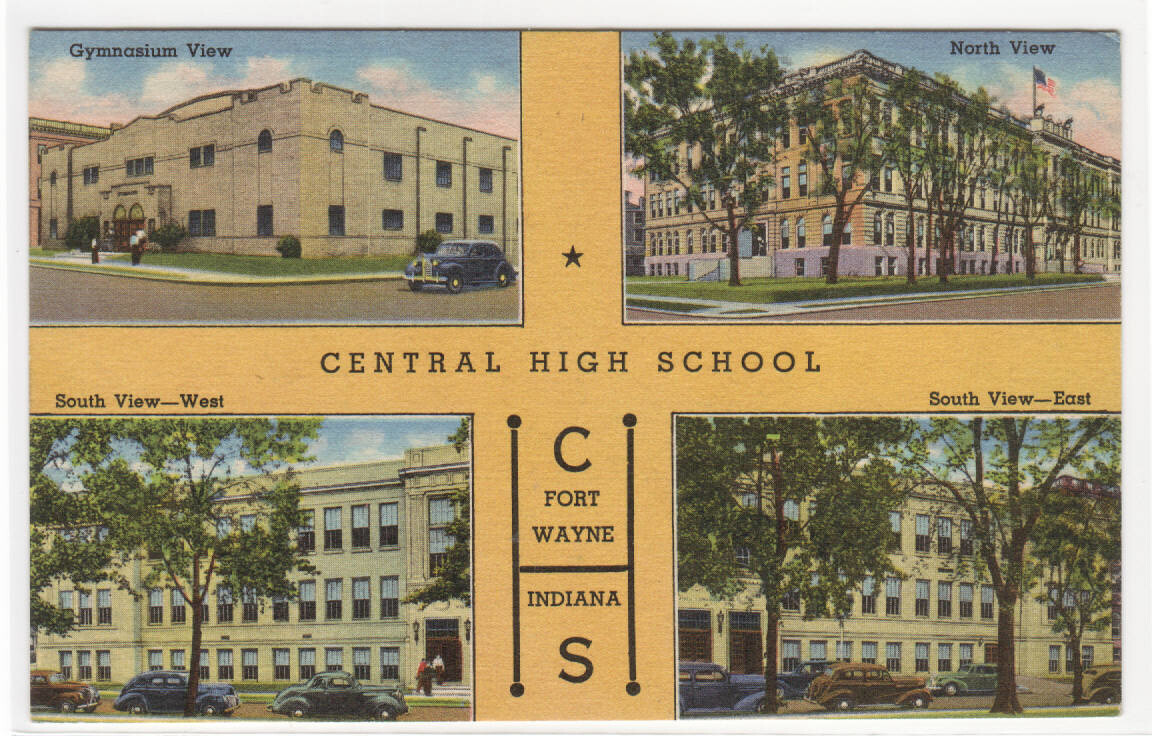 Central High School Fort Wayne Indiana linen postcard
