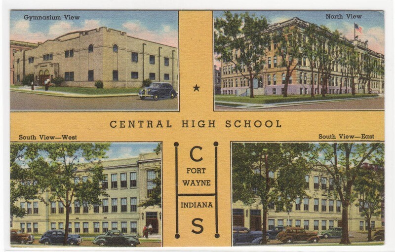 Central High School Fort Wayne Indiana linen postcard
