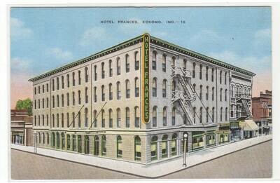 Hotel Frances Kokomo Indiana linen postcard