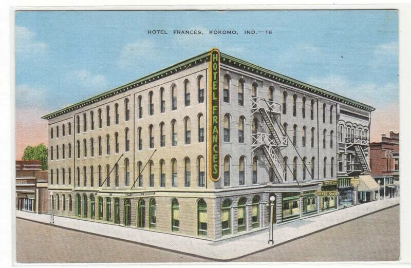 Hotel Frances Kokomo Indiana linen postcard
