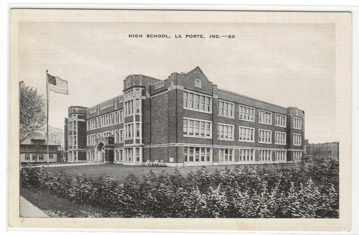 High School La Porte Indiana linen postcard