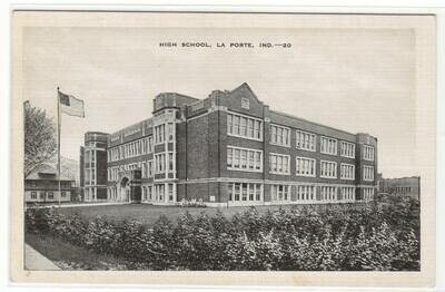 High School La Porte Indiana linen postcard