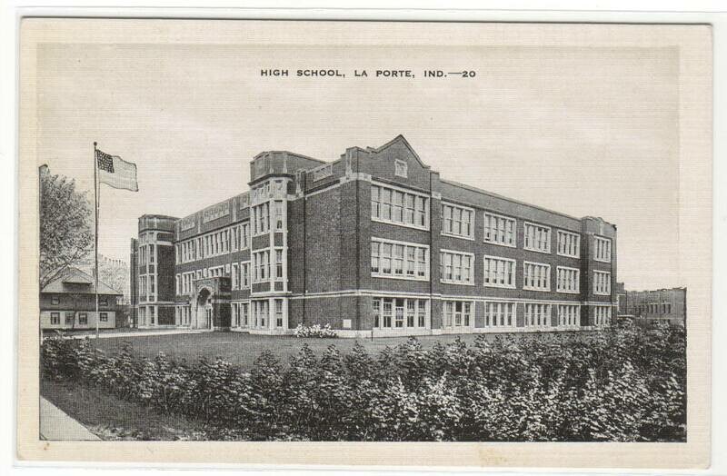 High School La Porte Indiana linen postcard