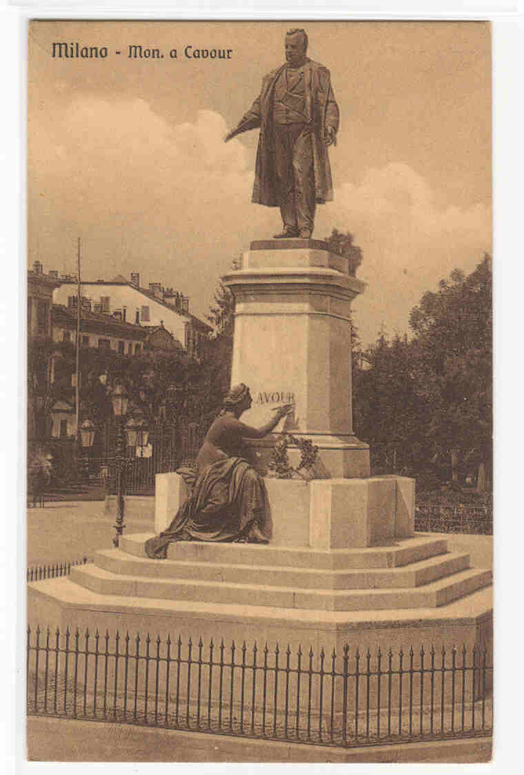 Monumento Count Cavour Milan Italy postcard