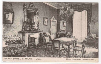 Grand Hotel Salon Interior Milan Italy postcard
