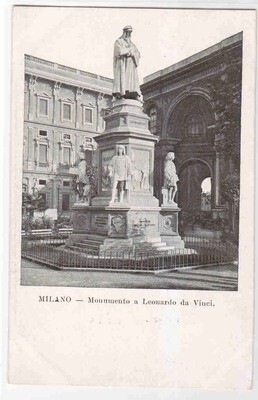 Monumento Leonardo da Vinci Milano Italy postcard