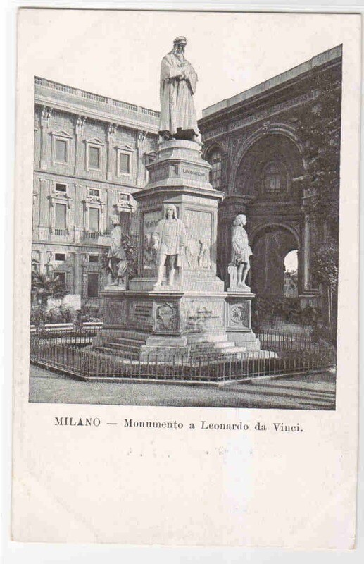 Monumento Leonardo da Vinci Milano Italy postcard