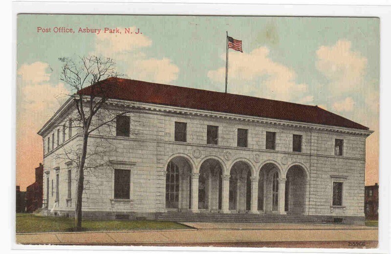 Post Office Asbury Park New Jersey 1910c postcard