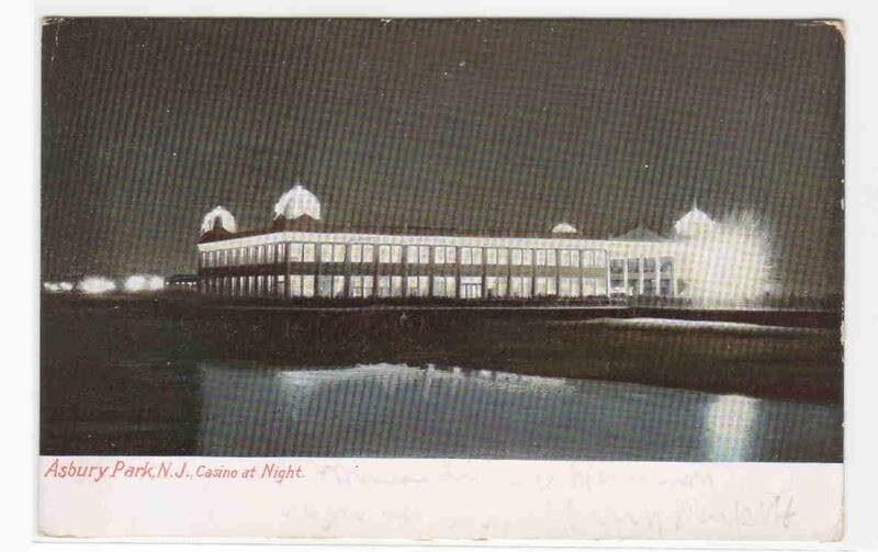 Casino at Night Office Asbury Park New Jersey 1909 postcard