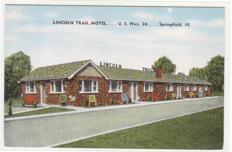 Lincoln Trail Motel US 36 Highway Springfield Illinois linen postcard