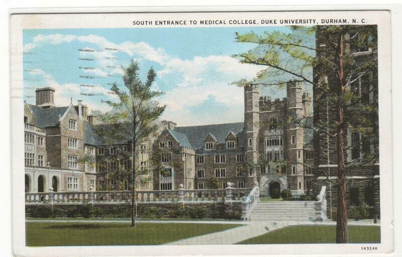 Medical College School Duke University Durham North Carolina 1934 postcard
