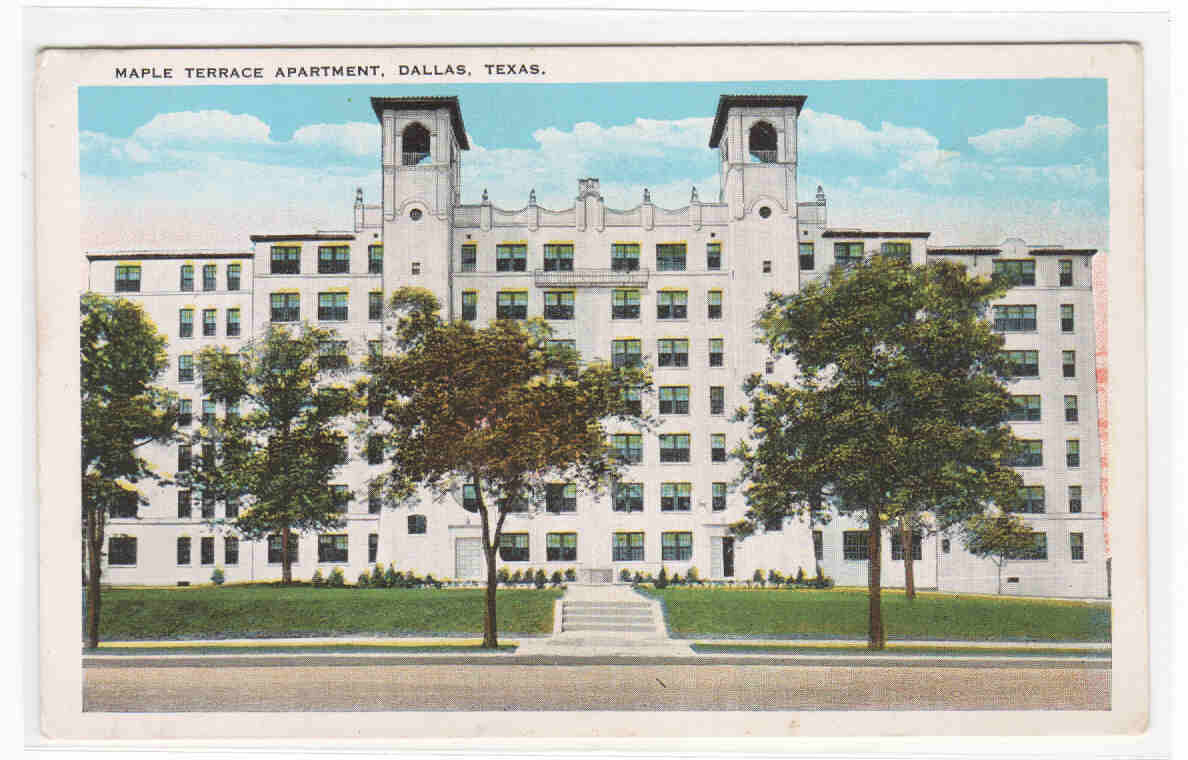 Maple Terrace Apartment Dallas Texas 1920c postcard