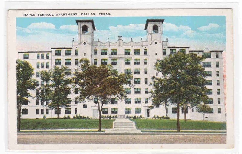 Maple Terrace Apartment Dallas Texas 1920c postcard