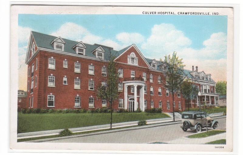 Culver Hospital Crawfordsville Indiana 1932 postcard