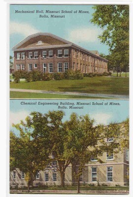 Missouri School of Mines Engineering Rollo MO linen postcard