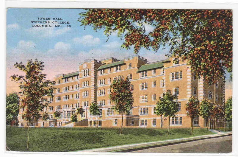Tower Hall Stephens College Columbia Missouri 1952 postcard