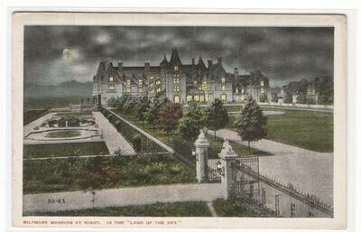 Biltmore Mansion at Night Asheville North Carolina 1917 postcard